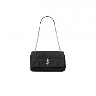 YSL JAMIE 4.3 SHOULDER BAG QUILTED LEATHER SILVER 515821671000 (25*15*7.5cm)